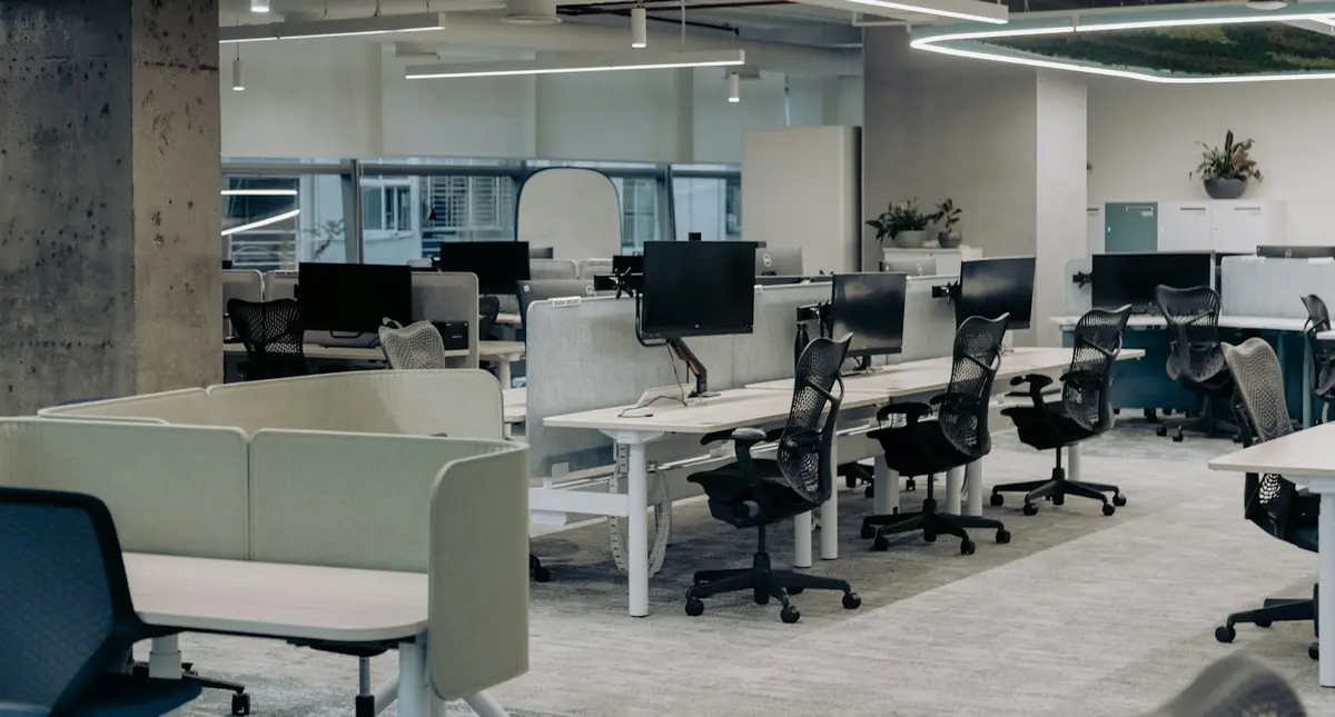 Spacious, tidy office with clean desks and chairs